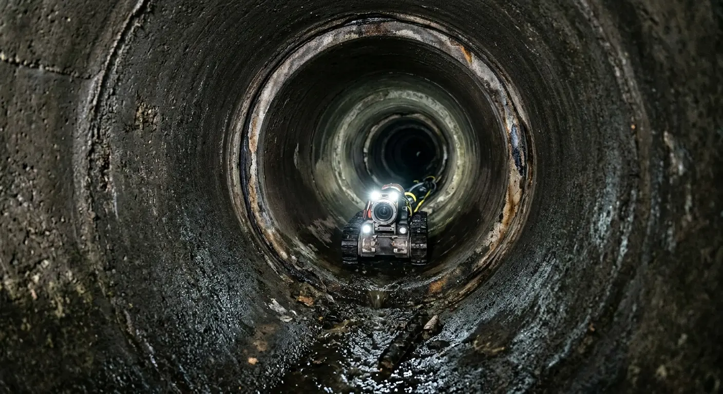 Robotic sewer camera inspecting pipe interior for Drain Snake Service in Lakemoor